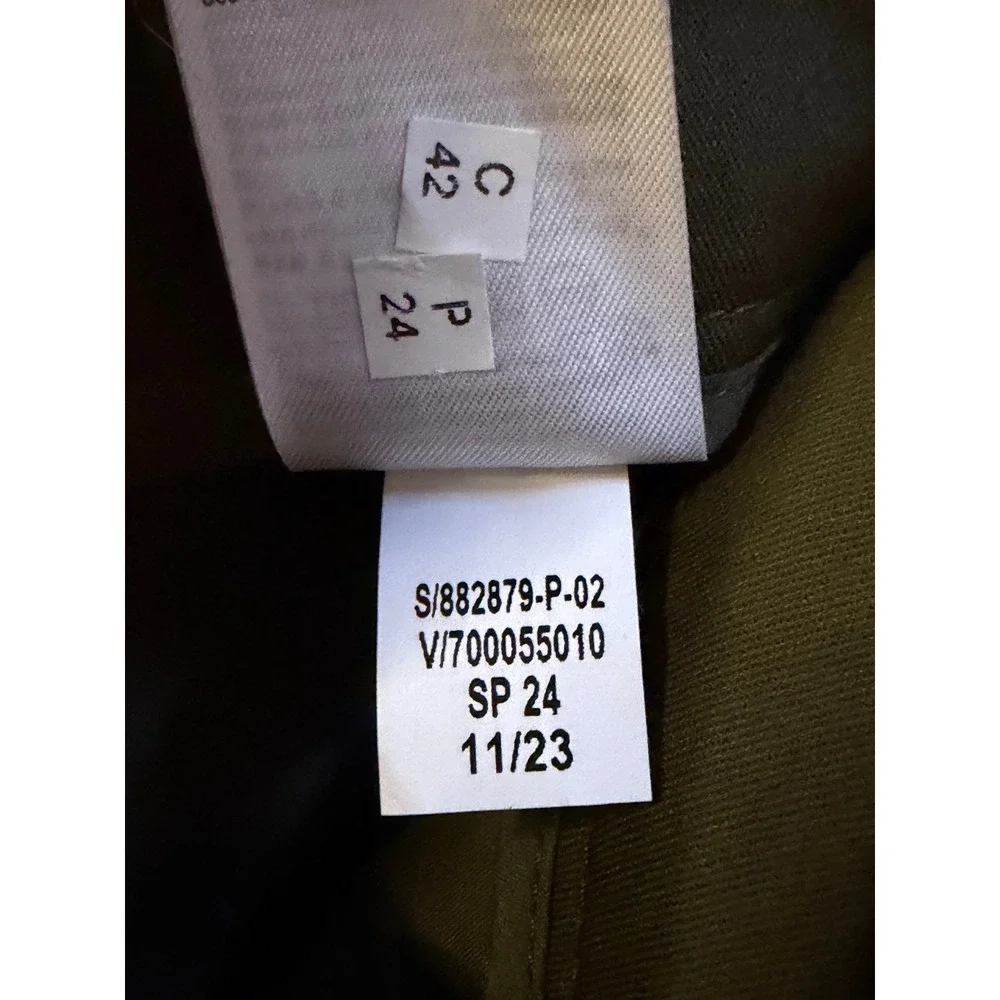 Banana Republic | 2024 Cruz Pleated Wide-Leg Chino 4P Olive Green High Rise Pant